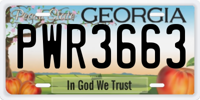 GA license plate PWR3663