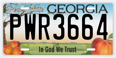 GA license plate PWR3664