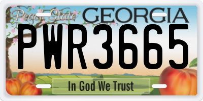 GA license plate PWR3665