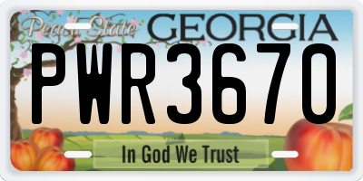 GA license plate PWR3670
