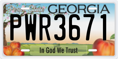 GA license plate PWR3671