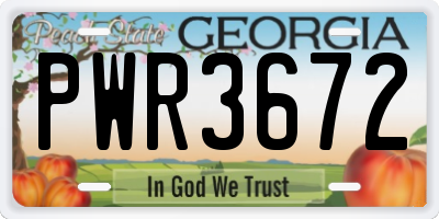 GA license plate PWR3672