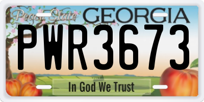 GA license plate PWR3673