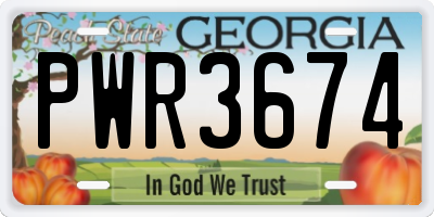 GA license plate PWR3674