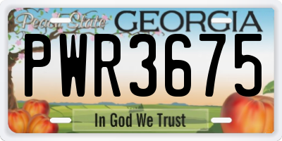 GA license plate PWR3675