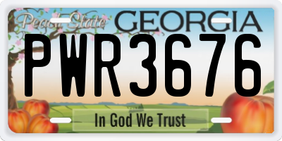 GA license plate PWR3676