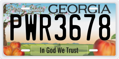 GA license plate PWR3678