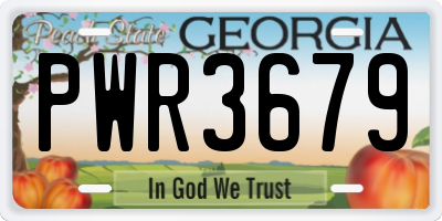 GA license plate PWR3679