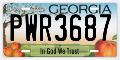 GA license plate PWR3687