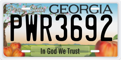 GA license plate PWR3692