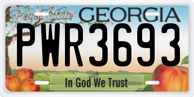 GA license plate PWR3693