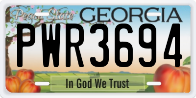 GA license plate PWR3694