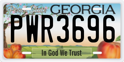 GA license plate PWR3696