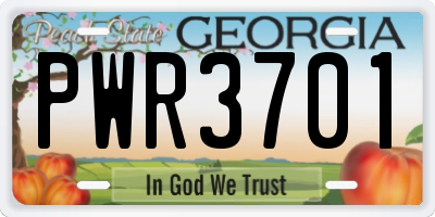 GA license plate PWR3701
