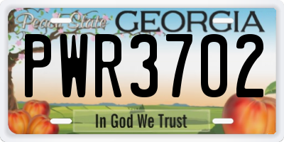 GA license plate PWR3702