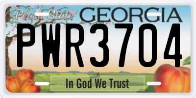 GA license plate PWR3704