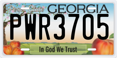 GA license plate PWR3705