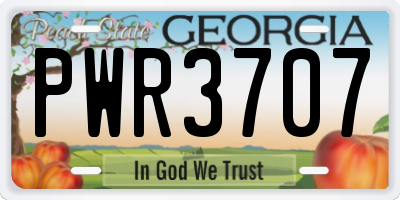 GA license plate PWR3707