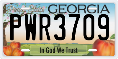 GA license plate PWR3709