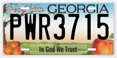 GA license plate PWR3715