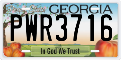 GA license plate PWR3716