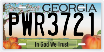 GA license plate PWR3721