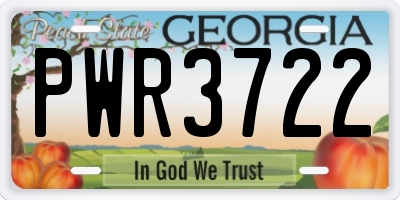 GA license plate PWR3722