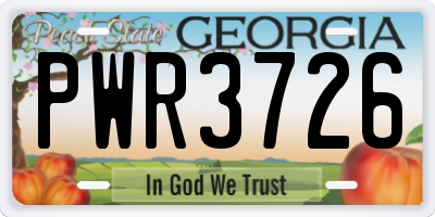 GA license plate PWR3726