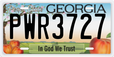 GA license plate PWR3727