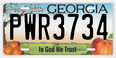 GA license plate PWR3734