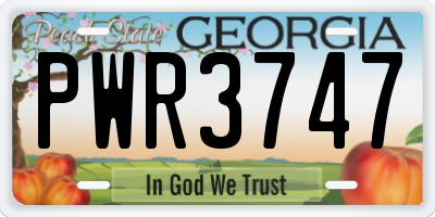 GA license plate PWR3747