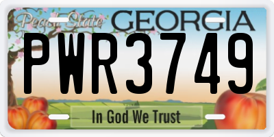 GA license plate PWR3749