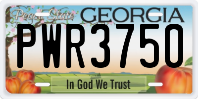 GA license plate PWR3750