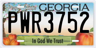 GA license plate PWR3752