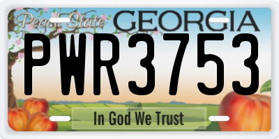 GA license plate PWR3753