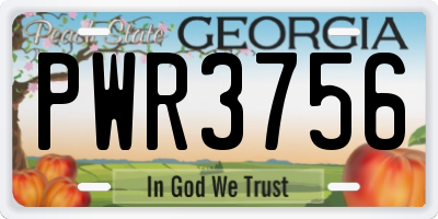GA license plate PWR3756