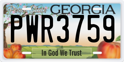 GA license plate PWR3759