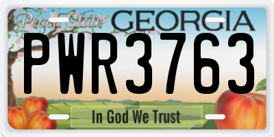 GA license plate PWR3763