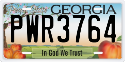 GA license plate PWR3764