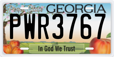 GA license plate PWR3767