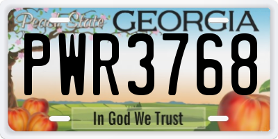 GA license plate PWR3768