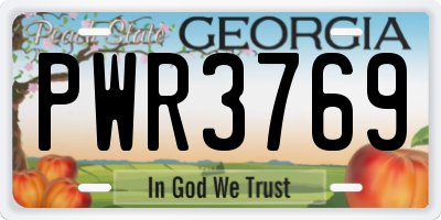 GA license plate PWR3769