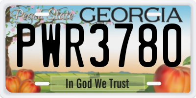GA license plate PWR3780