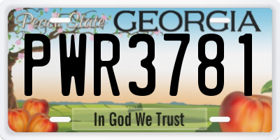 GA license plate PWR3781