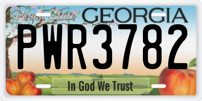 GA license plate PWR3782