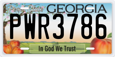 GA license plate PWR3786