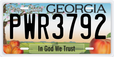 GA license plate PWR3792