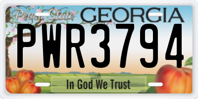 GA license plate PWR3794