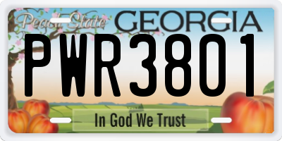 GA license plate PWR3801