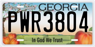 GA license plate PWR3804
